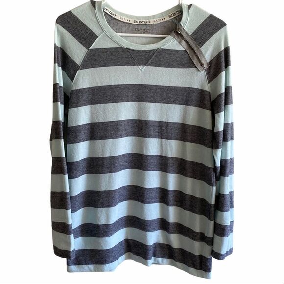 Ellen Tracy Active Long Sleeve Striped Long Sleeve Tee - Picture 1 of 6